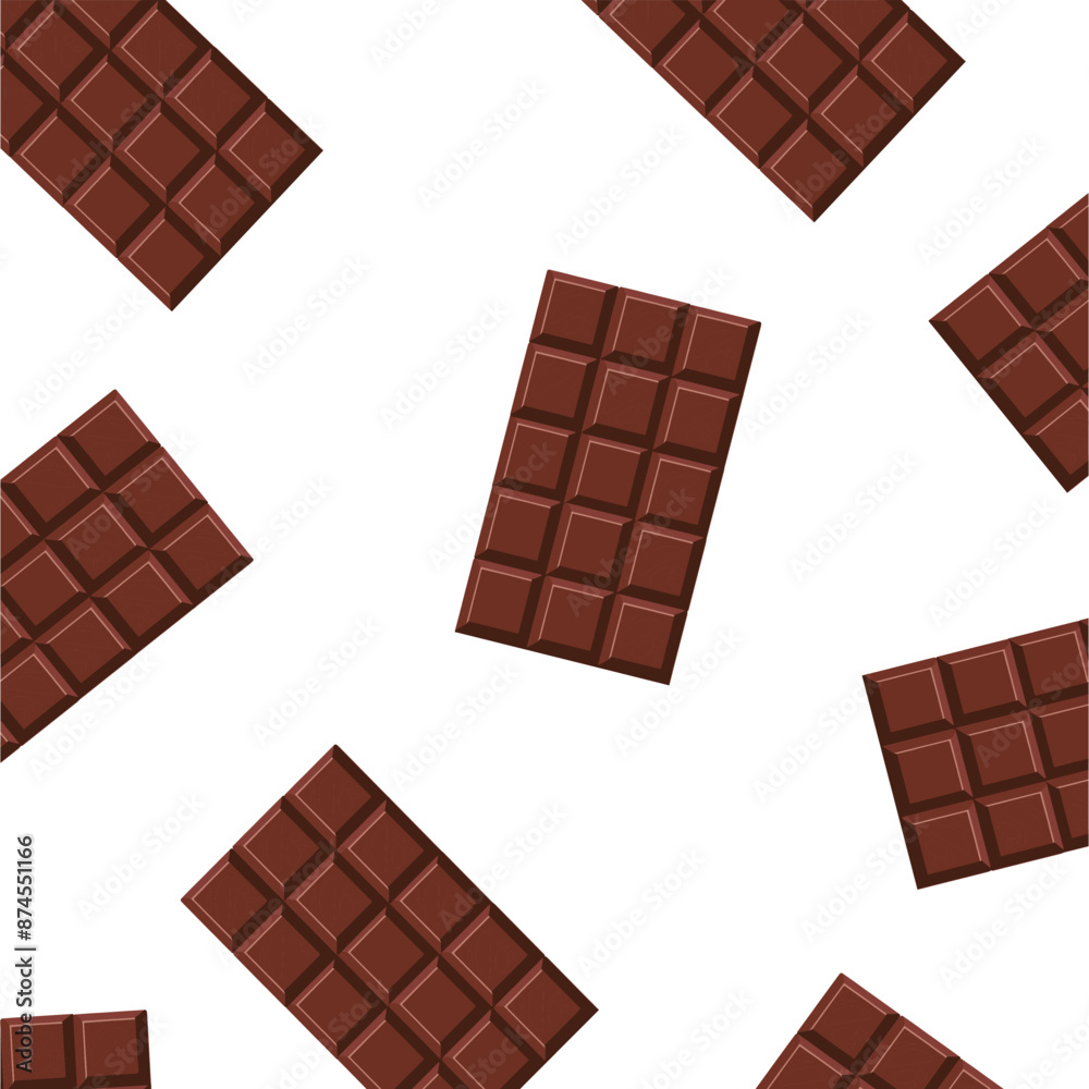 Fototapeta premium Chocolate bars, seamless background vector illustration for textiles, wallpapers and cards.