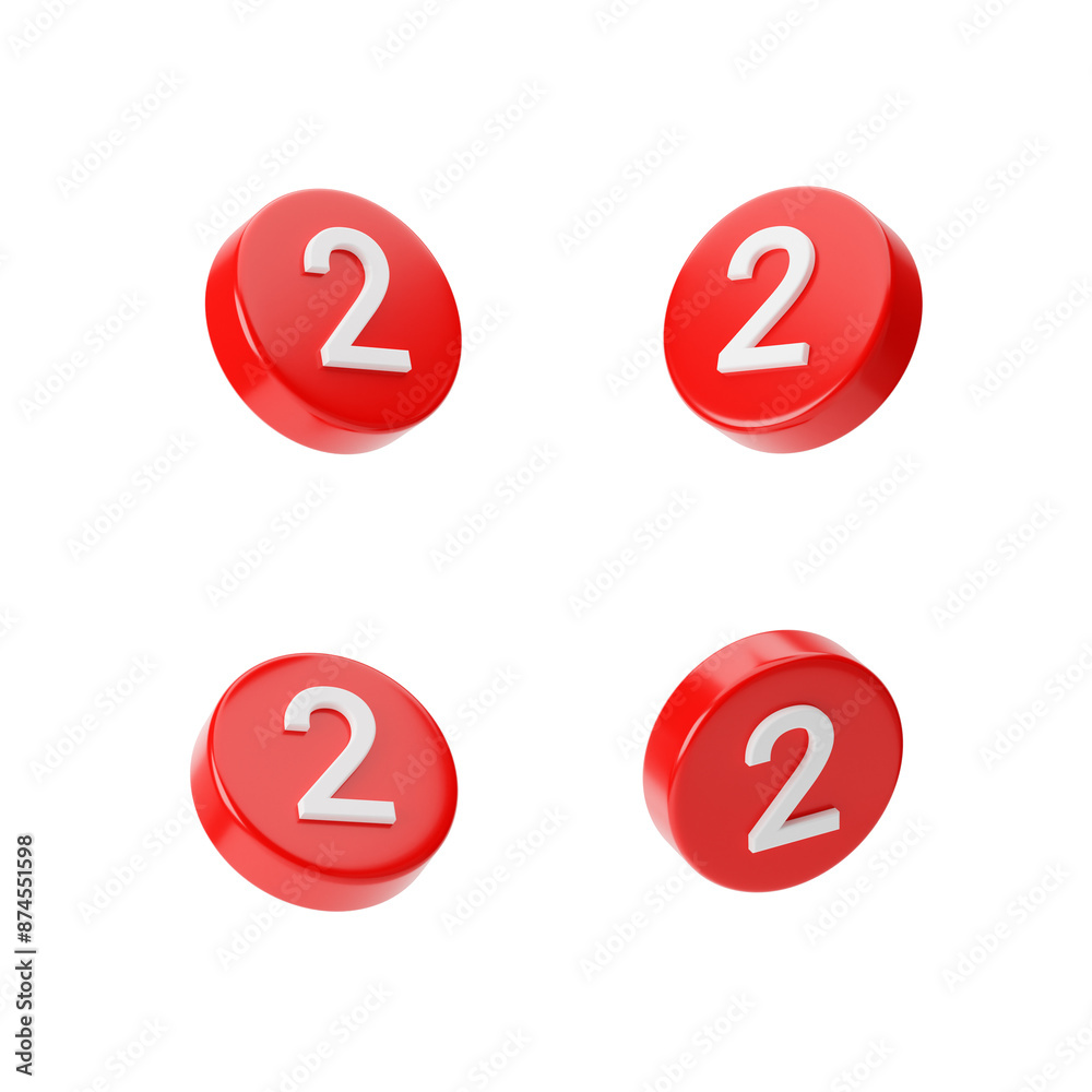 Two notification sign isolated over transparent background, png. 3d rendering. Two notification sign isolated over transparent background, png. 3d rendering.