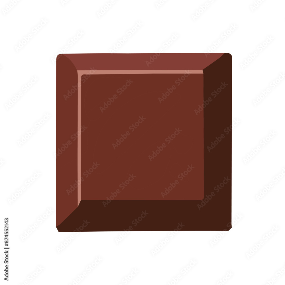 One single square piece of brown chocolate. Part chocolate bar. Vector illustration. One single square piece of brown chocolate. Part chocolate bar. Vector illustration.
