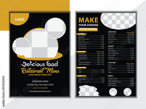 Print Modern restaurant menu design template for fast food