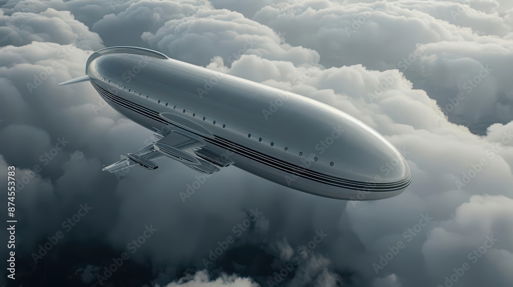 Naklejka premium A conceptual airline introduces fantastical airships that float on magical currents