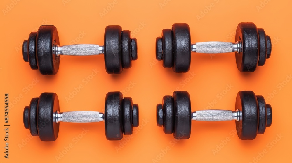 A dumbbell workout guide showcasing diverse exercises for targeting different muscle groups, promoting balanced strength development with copy space