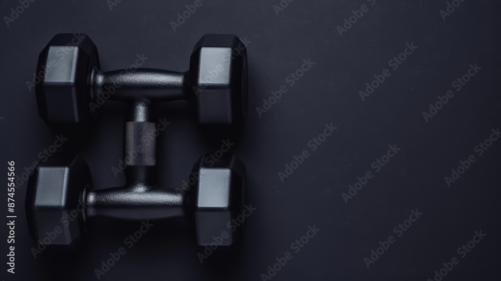 A dumbbell workout guide showcasing diverse exercises for targeting different muscle groups, promoting balanced strength development with copy space A dumbbell workout guide showcasing diverse exercises for targeting different muscle groups, promoting balanced strength development with copy space