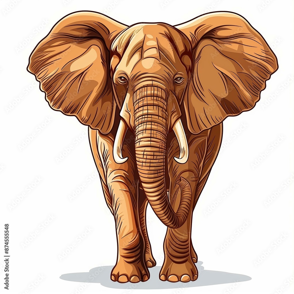 Obraz premium Detailed Illustration of an Elephant - Perfect for Wildlife Artwork, Educational Materials, and Nature-Themed Designs