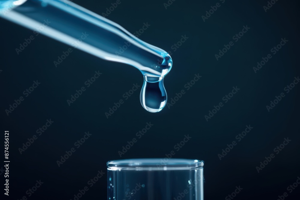 A precision pipette dispensing a drop of reagent into a test tube for accurate measurements with copy space A precision pipette dispensing a drop of reagent into a test tube for accurate measurements with copy space