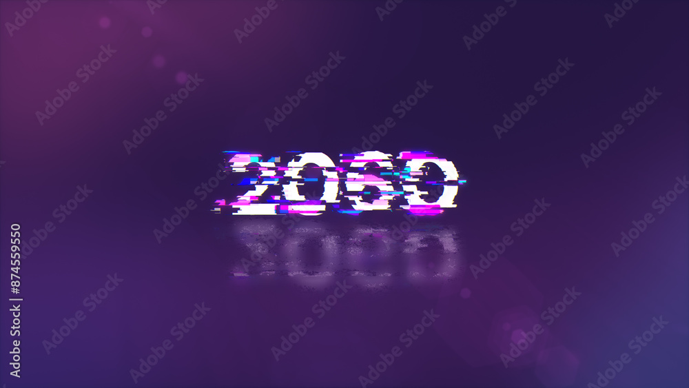 3D rendering 2060 text with screen effects of technological glitches 3D rendering 2060 text with screen effects of technological glitches