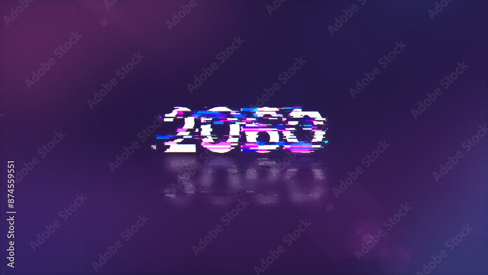 3D rendering 2060 text with screen effects of technological glitches 3D rendering 2060 text with screen effects of technological glitches