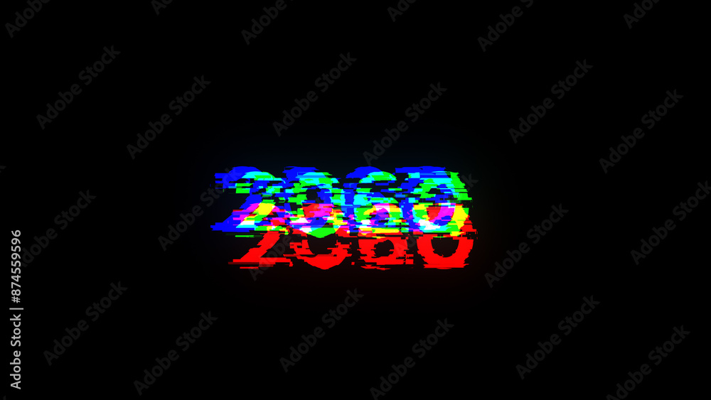 3D rendering 2060 text with screen effects of technological glitches 3D rendering 2060 text with screen effects of technological glitches