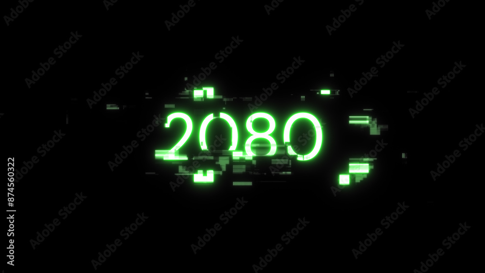 Obraz premium 3D rendering 2080 text with screen effects of technological glitches