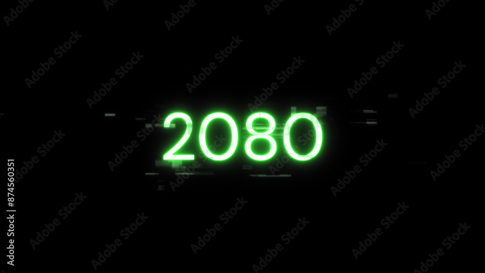 3D rendering 2080 text with screen effects of technological glitches 3D rendering 2080 text with screen effects of technological glitches