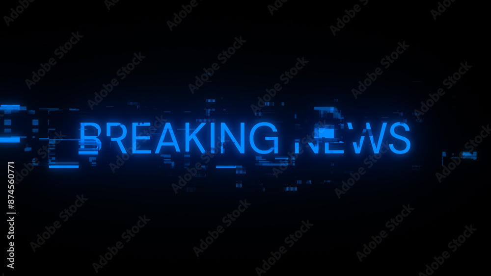 Obraz premium 3D rendering breaking news text with screen effects of technological glitches