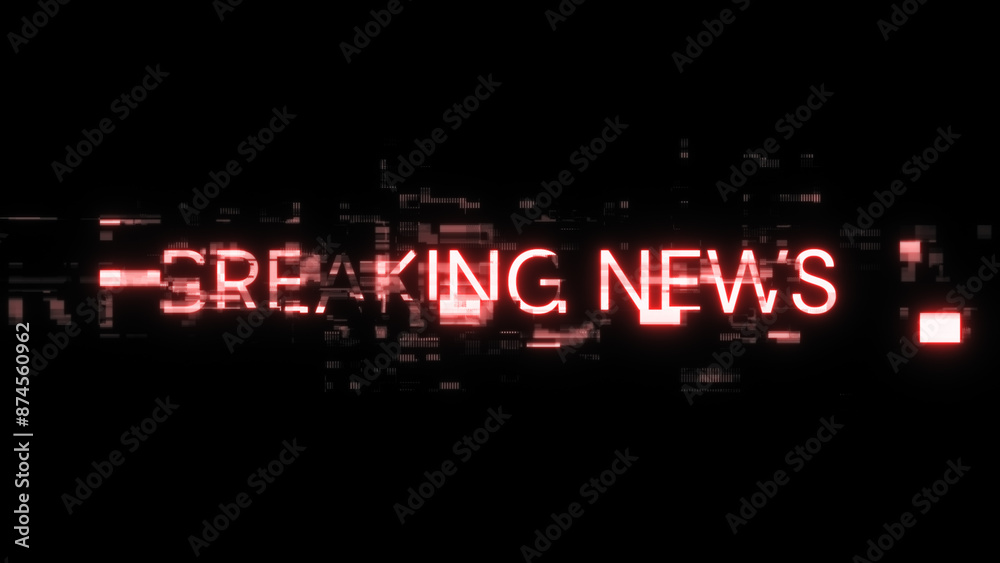 Obraz premium 3D rendering breaking news text with screen effects of technological glitches
