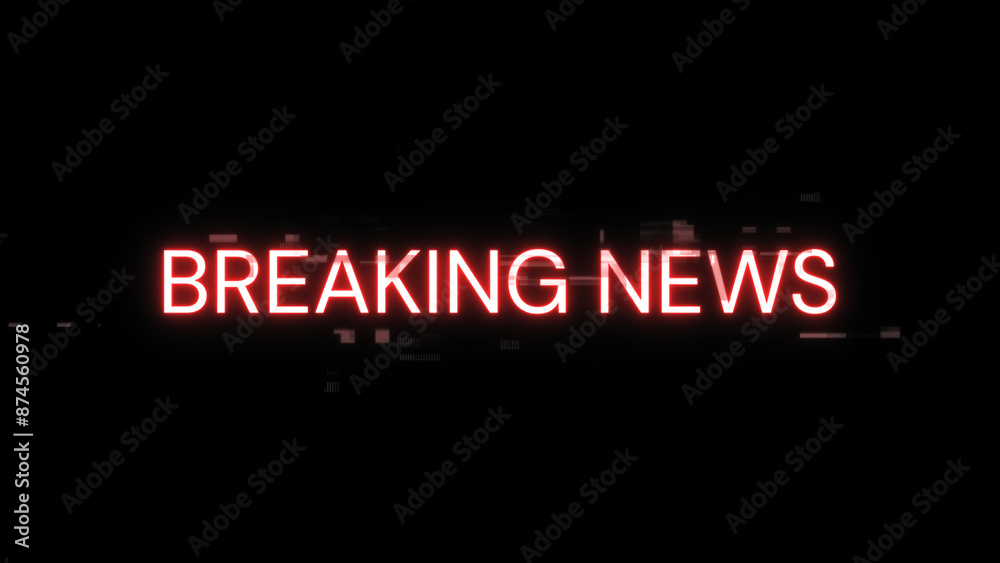 Obraz premium 3D rendering breaking news text with screen effects of technological glitches