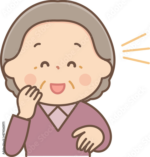 笑顔で話しかけるシニア女性