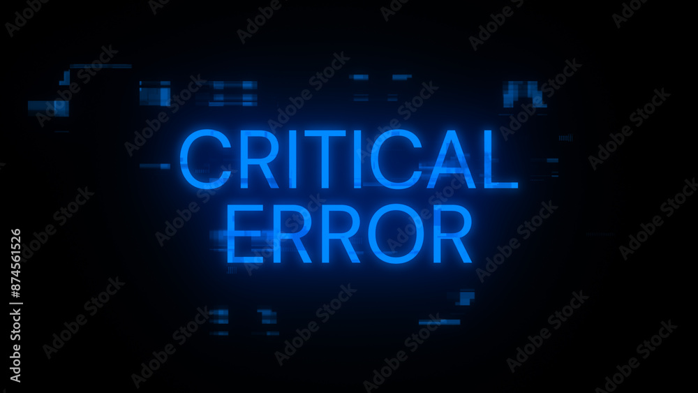 3D rendering critical error text with screen effects of technological glitches 3D rendering critical error text with screen effects of technological glitches