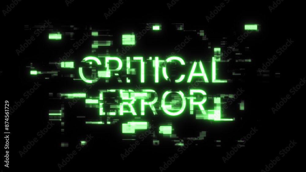 3D rendering critical error text with screen effects of technological glitches 3D rendering critical error text with screen effects of technological glitches