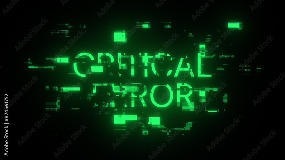 3D rendering critical error text with screen effects of technological glitches 3D rendering critical error text with screen effects of technological glitches
