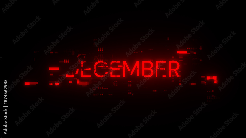 3D rendering December text with screen effects of technological glitches 3D rendering December text with screen effects of technological glitches
