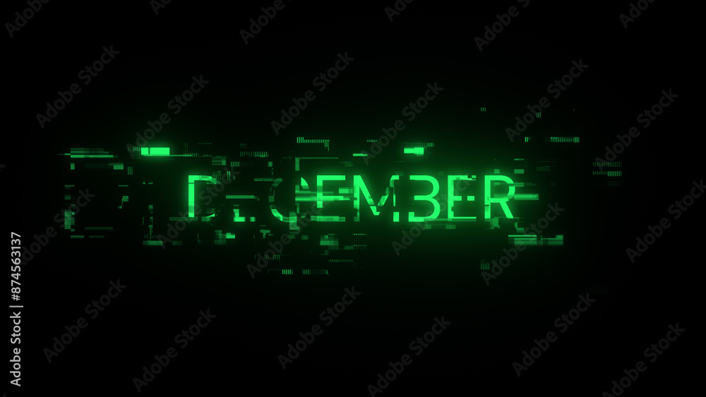 3D rendering December text with screen effects of technological glitches 3D rendering December text with screen effects of technological glitches