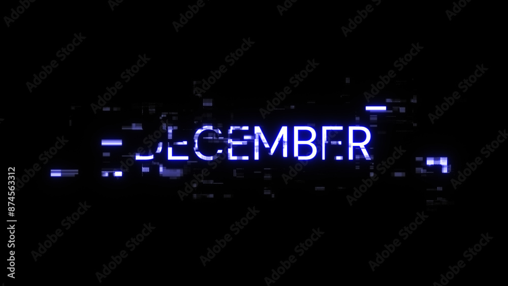 Obraz premium 3D rendering December text with screen effects of technological glitches