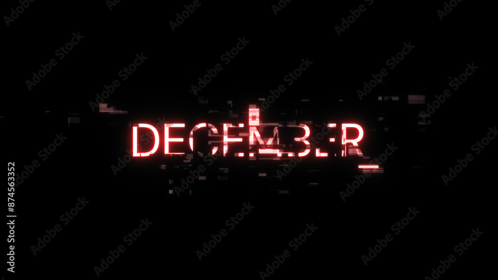 3D rendering December text with screen effects of technological glitches 3D rendering December text with screen effects of technological glitches