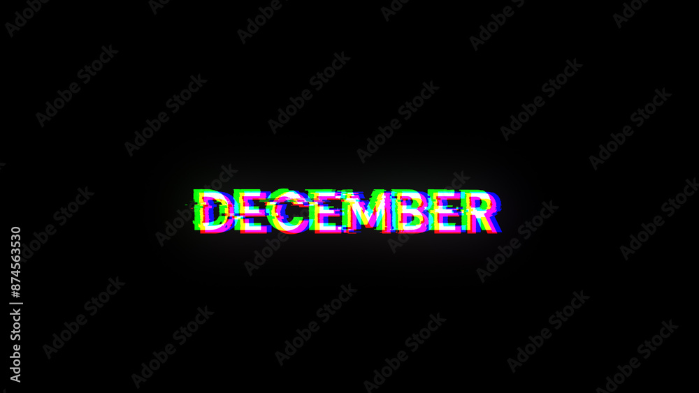 3D rendering December text with screen effects of technological glitches 3D rendering December text with screen effects of technological glitches