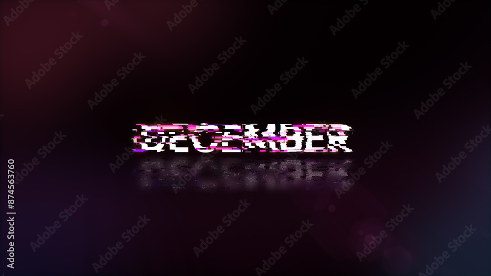 3D rendering December text with screen effects of technological glitches 3D rendering December text with screen effects of technological glitches