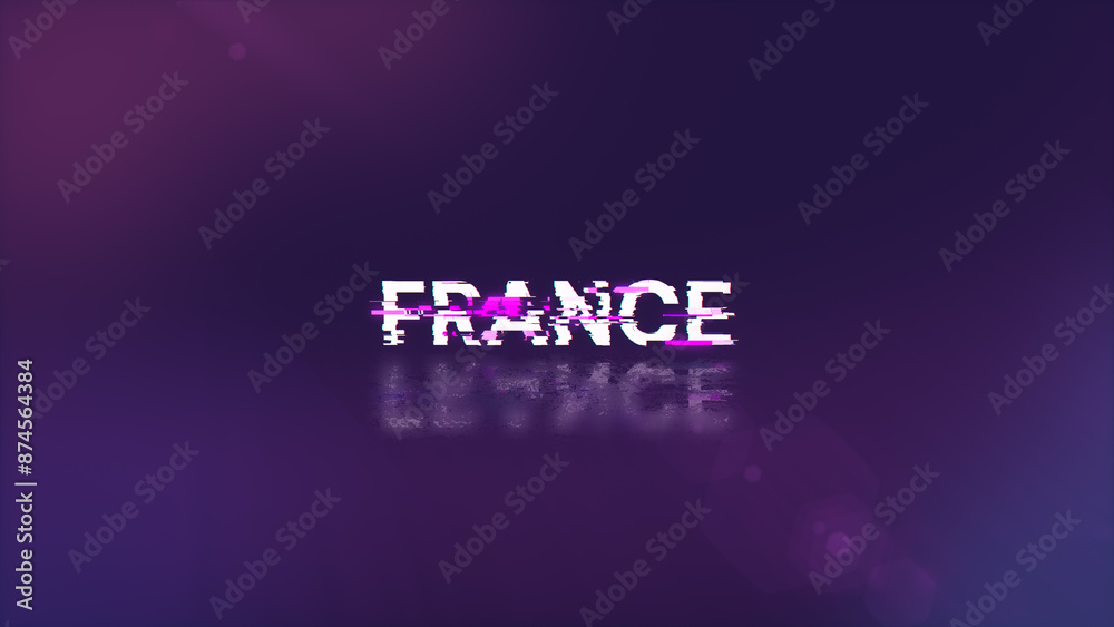 3D rendering France text with screen effects of technological glitches 3D rendering France text with screen effects of technological glitches