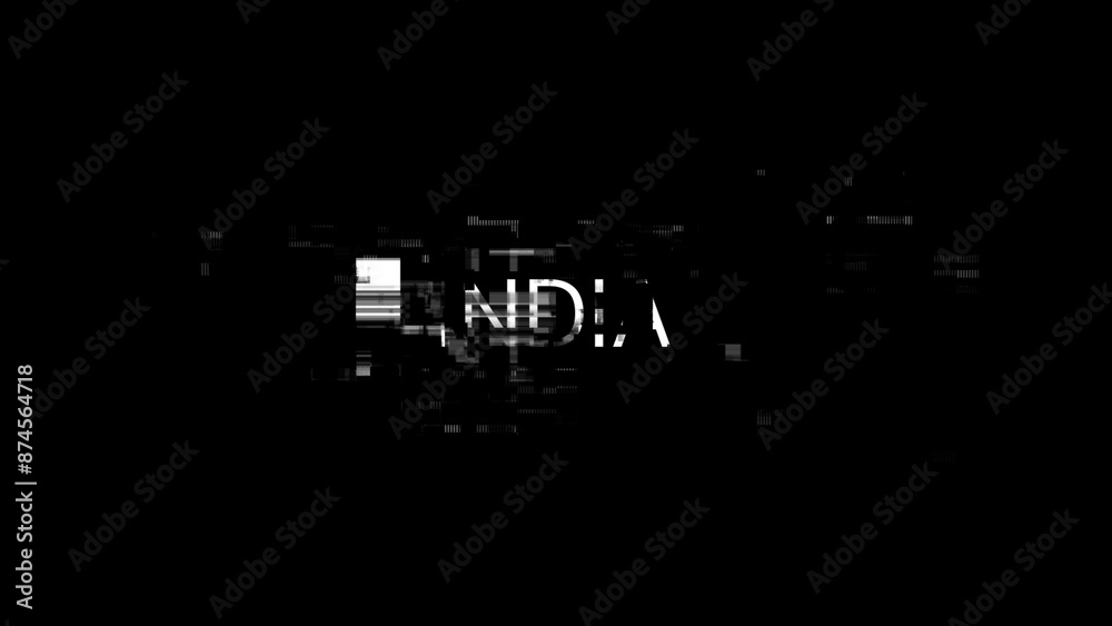 Obraz premium 3D rendering India text with screen effects of technological glitches
