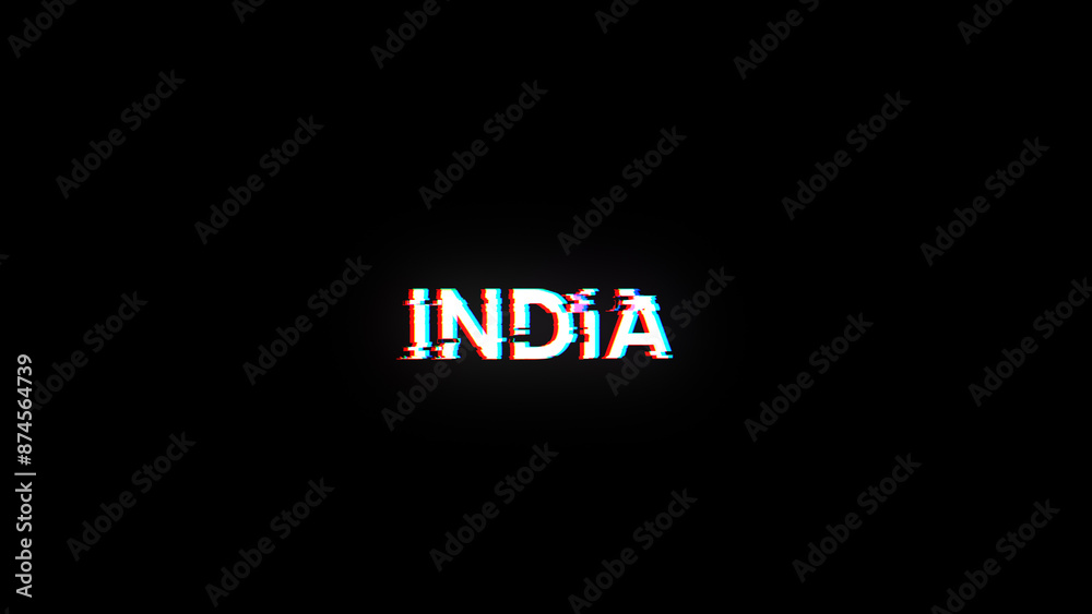 3D rendering India text with screen effects of technological glitches 3D rendering India text with screen effects of technological glitches