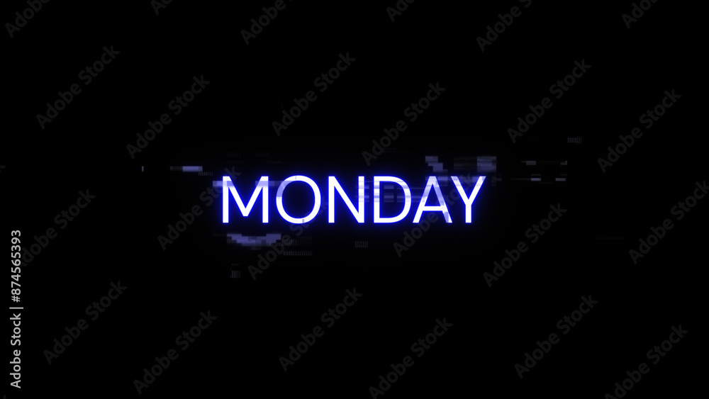 Obraz premium 3D rendering Monday text with screen effects of technological glitches