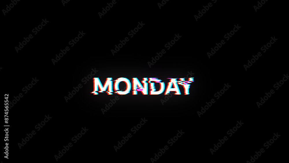 Fototapeta premium 3D rendering Monday text with screen effects of technological glitches
