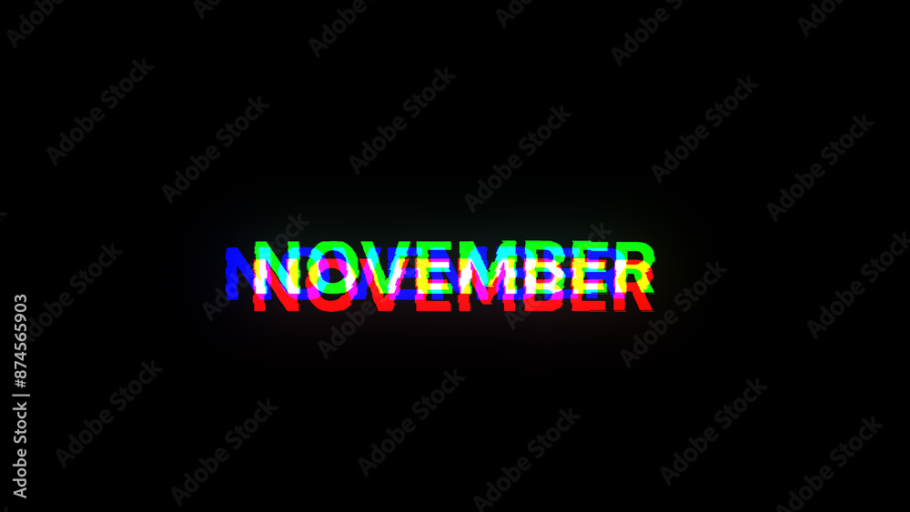 Obraz premium 3D rendering November text with screen effects of technological glitches