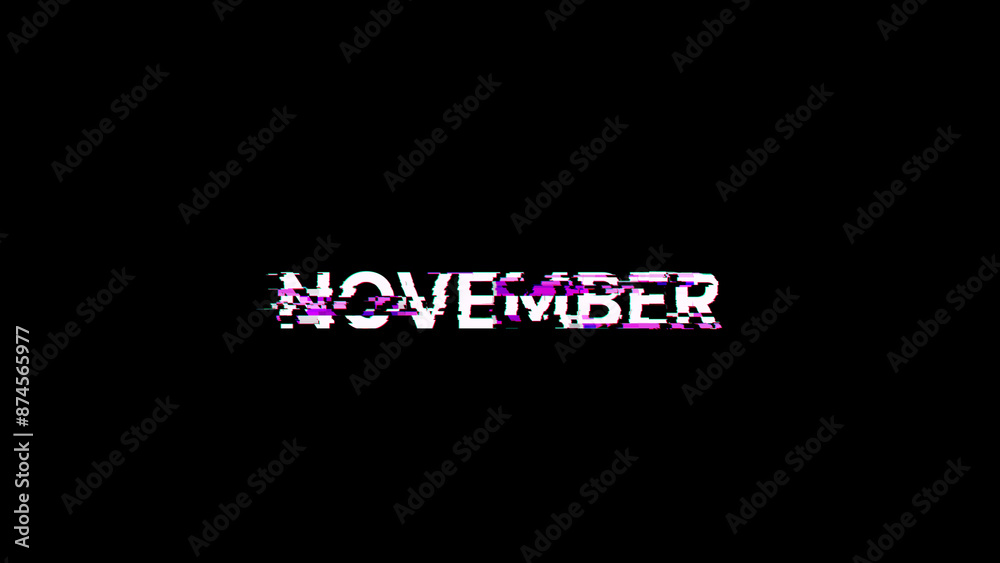Fototapeta premium 3D rendering November text with screen effects of technological glitches