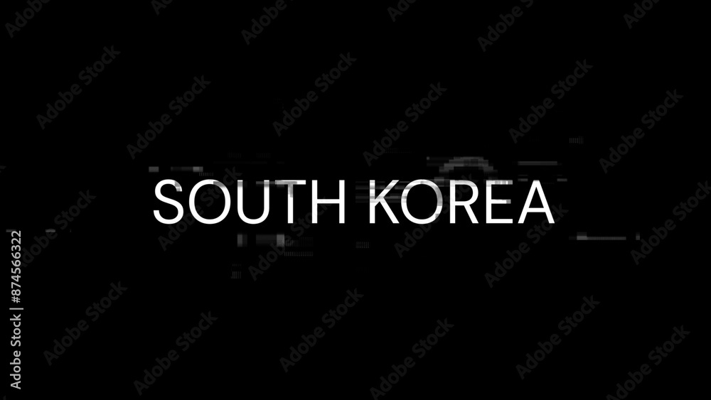Fototapeta premium 3D rendering South Korea text with screen effects of technological glitches
