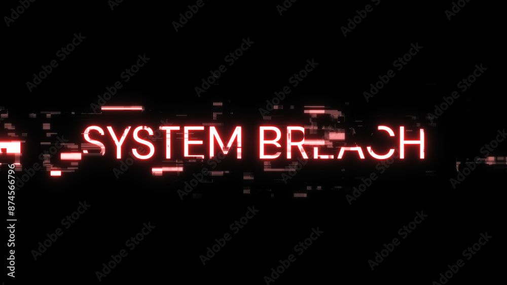 3D rendering system breach text with screen effects of technological glitches 3D rendering system breach text with screen effects of technological glitches