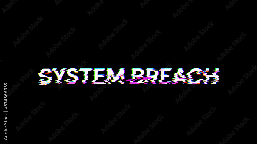 Obraz premium 3D rendering system breach text with screen effects of technological glitches