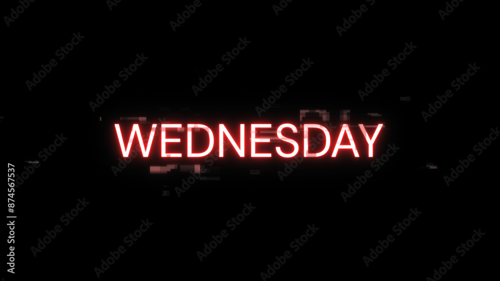 Obraz premium 3D rendering Wednesday text with screen effects of technological glitches