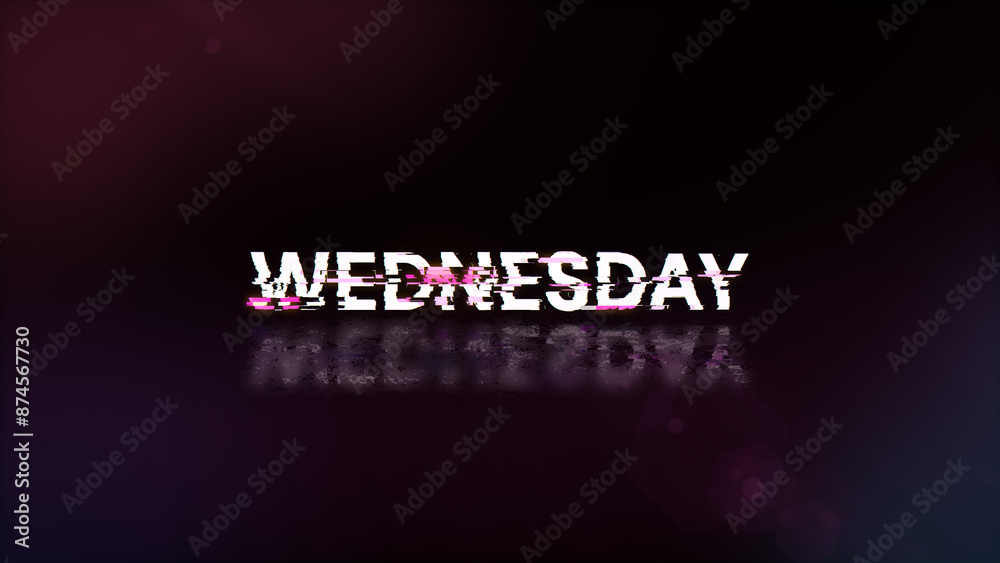 3D rendering Wednesday text with screen effects of technological glitches 3D rendering Wednesday text with screen effects of technological glitches