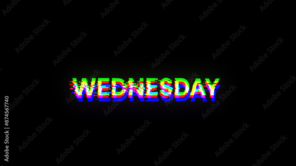 Obraz premium 3D rendering Wednesday text with screen effects of technological glitches