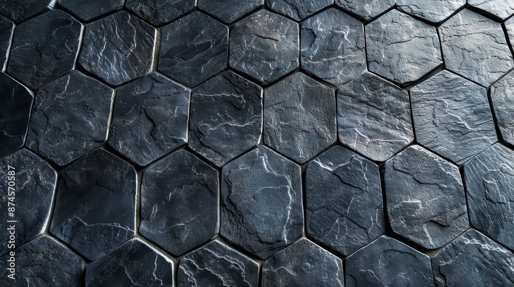 A detailed photograph of a hexagonal tile