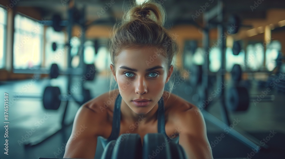 Fitness enthusiast in a gym, copy space Fitness enthusiast in a gym, copy space