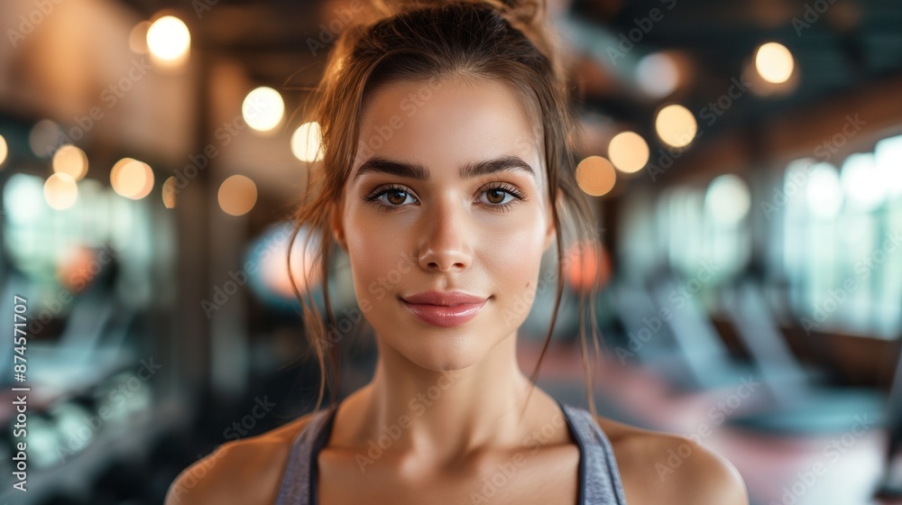 Fitness enthusiast in a gym, copy space Fitness enthusiast in a gym, copy space