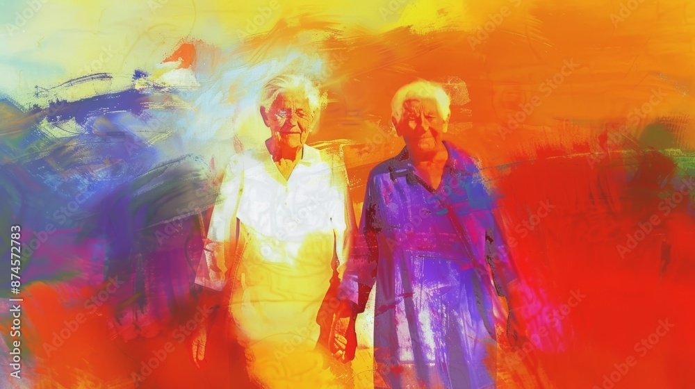A portrait of an elderly couple holding hands and smiling capturing the enduring power of love and companionship through the years A portrait of an elderly couple holding hands and smiling capturing the enduring power of love and companionship through the years