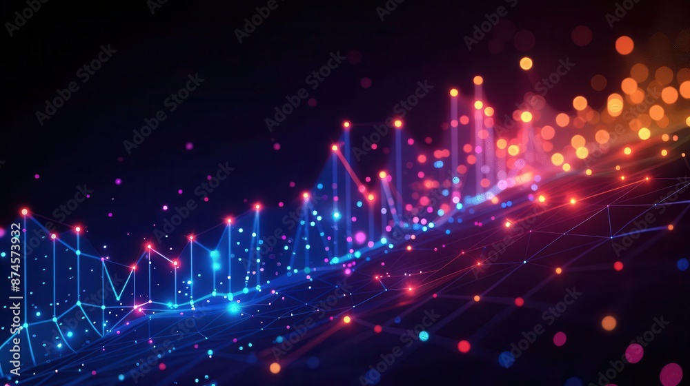 Fototapeta premium futuristic abstract background with glowing lines and dots