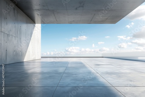 Abstract interior design 3D rendering of modern showroom