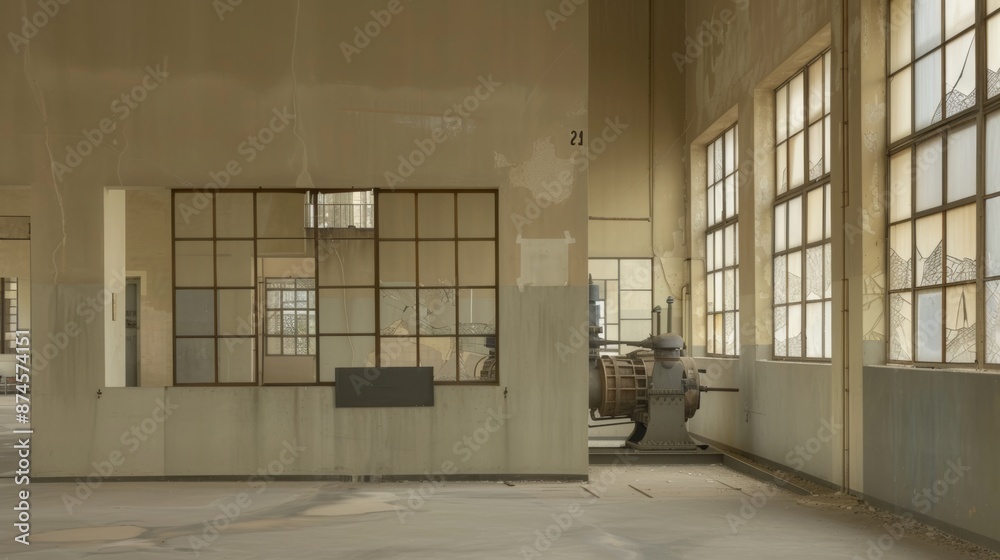 A neglected industrial factory with broken windows and rusting machinery portraying the desolation and abandonment of oncethriving workplaces A neglected industrial factory with broken windows and rusting machinery portraying the desolation and abandonment of oncethriving workplaces
