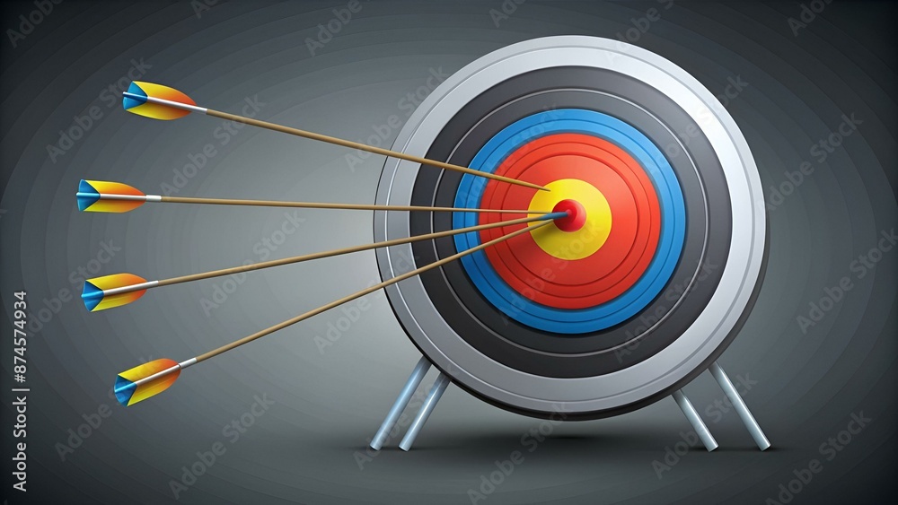 Vector : Archery targets and arrows on gray background Vector : Archery targets and arrows on gray background