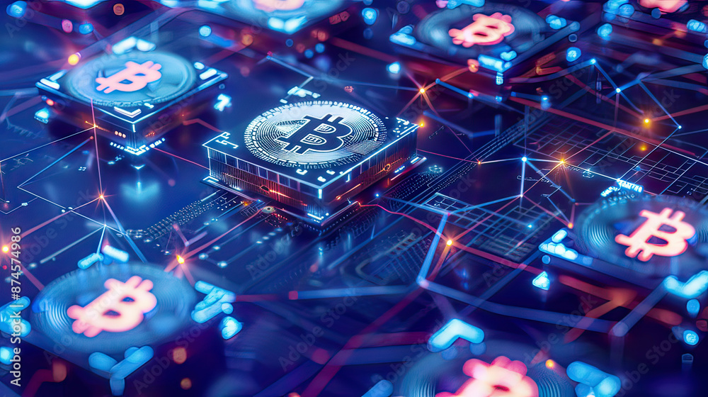 Future business innovation decentralized blockchain token money bitcoin secure fintech cloudbased security AI crypto smart contract protection 