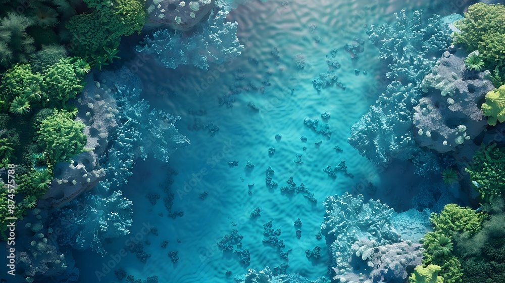 Fototapeta premium Stunning Aerial View of a Vibrant Tropical Coral Reef Underwater Ecosystem